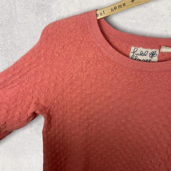 Anthropologie Field Flower Cashmere Waffle Knit Pullover Sweater Pink Boho Med - Picture 4 of 14